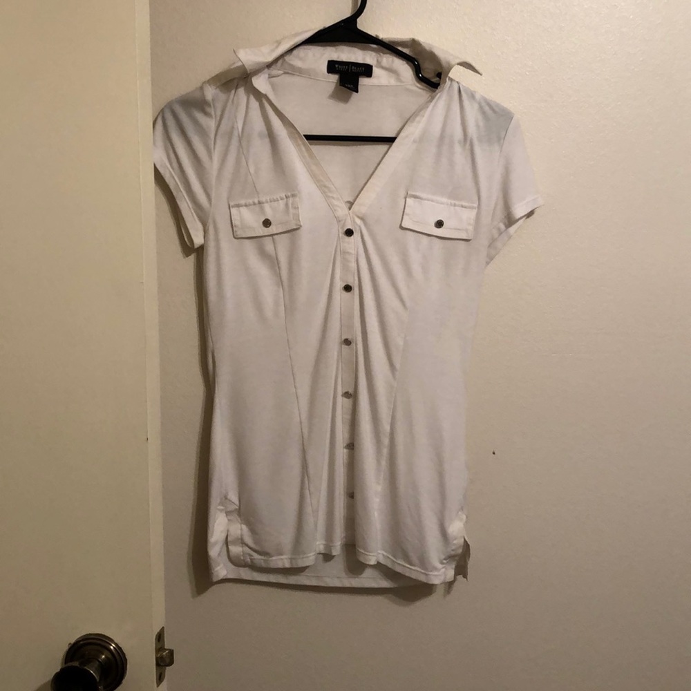 White House black market blouse with metal buttons